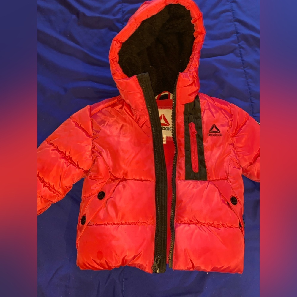 12 month like new girl winter coat pink Reebok super warm
